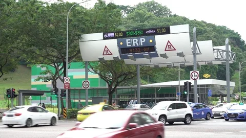 Road pricing entry point Singapore Stock Footage 80367191