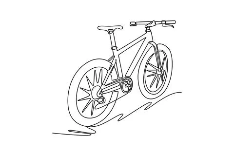 Road racing bicycle from side view, outlining thin aerodynamic frame Stock Illustration