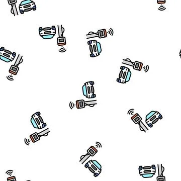 Road radar self vehicle vector seamless pattern Stock Illustration