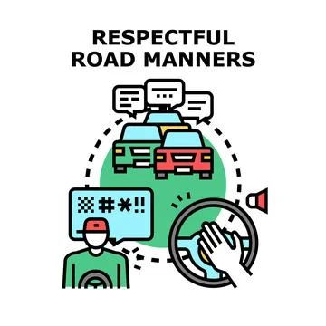 Road rage concept with angry drivers honking Stock Illustration
