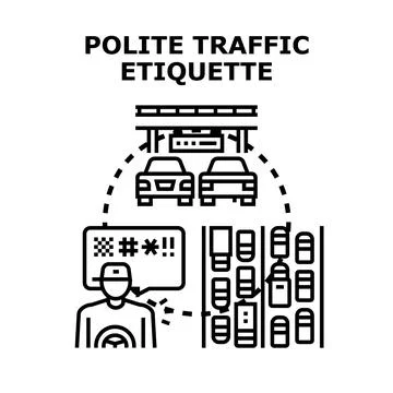Road rage concept with driver expressing anger in traffic jam Stock Illustration