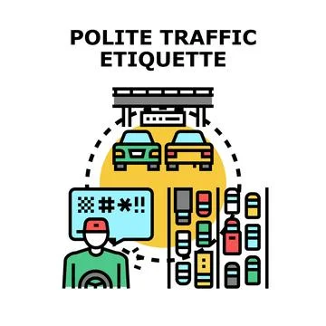 Road rage concept with driver expressing anger in traffic jam Stock Illustration