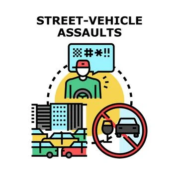 Road rage concept with driver swearing and traffic Stock Illustration