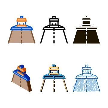 Road repair paver machine set icon vector outline Illustrazione stock