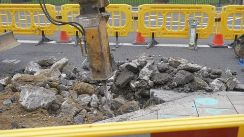A road repair work in progress. Stock Footage 107354075