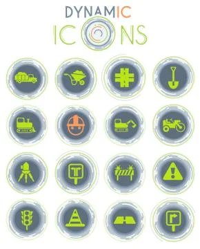 Road repairs dynamic icons Stock Illustration