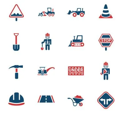 Road repairs icon set Stock Illustration