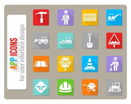 Road repairs icon set Stock Illustration