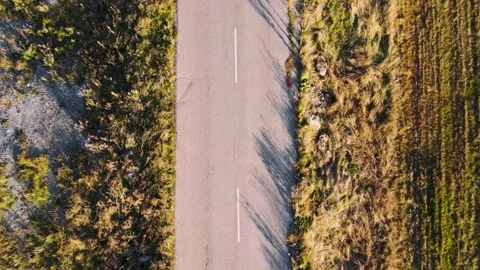 Road Reveal Fields Rise Top Down Video stock 201737674