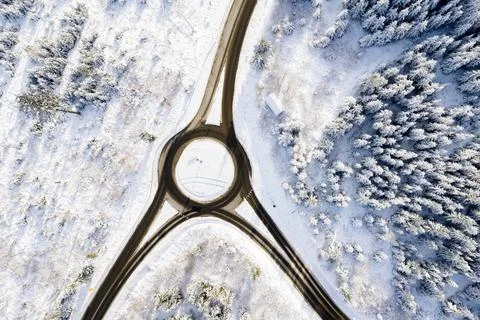 Road ring in winter landscape Stock Photos