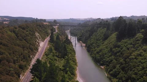 Road, River &amp; Bridge Stock Footage 133619773