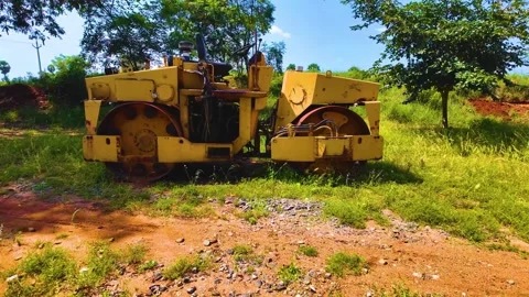 Road Roller - Approaching Shot Stock Footage 263884642