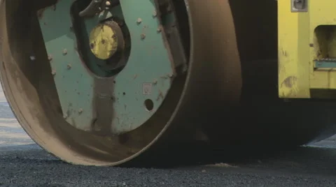 Road roller. Asphalt. Stockbeeldmateriaal 40524139