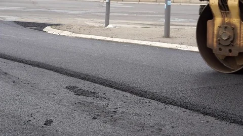 Road roller asphalt Stock Footage 80929639