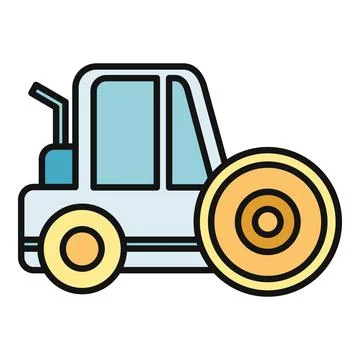 Road roller compacting construction asphalt flat icon 库存插图
