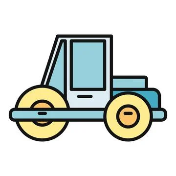 Road roller compacting construction equipment icon 库存插图