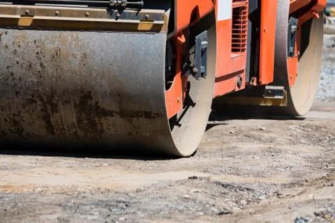 Road roller compactor at asphalt road repairing Stock Photos