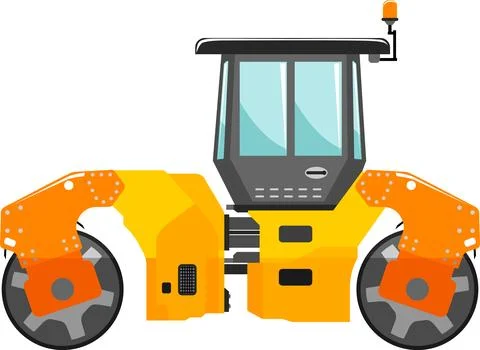 Road Roller Compactor Icon in Flat Style. Vector Illustration Stock Illustration