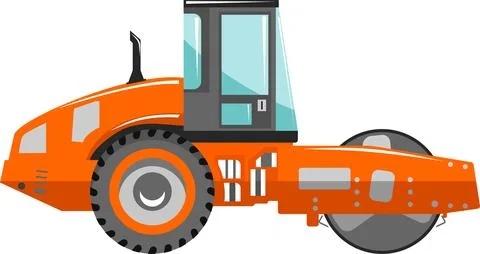 Road Roller Compactor Icon in Flat Style. Vector Illustration Stock Illustration