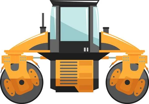 Road Roller Compactor Icon in Flat Style. Vector Illustration Stock Illustration