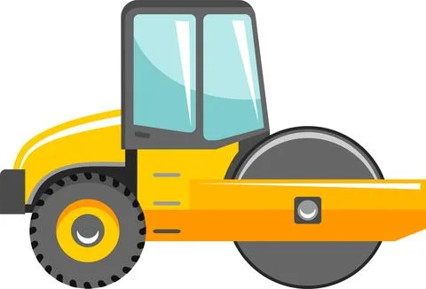 Road Roller Compactor Icon in Flat Style. Vector Illustration Stock Illustration