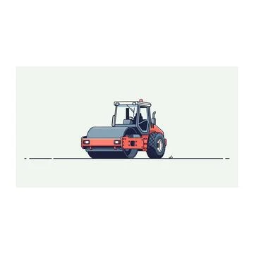 Road roller construction machine industrial vehicle icon with ideal for ind.. Stock Illustration
