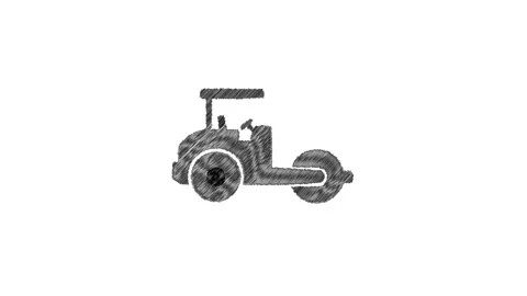 Road roller construction machine sketch animation 库存影片 347369933