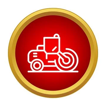 Road roller construction machinery vector outline icon Stock-Illustration