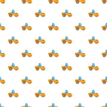 Road roller construction vehicle seamless pattern 库存插图