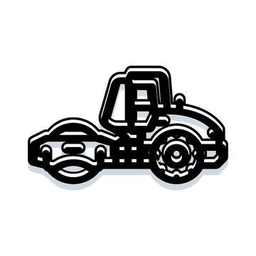Road roller creating smooth asphalt surface icon イラスト素材