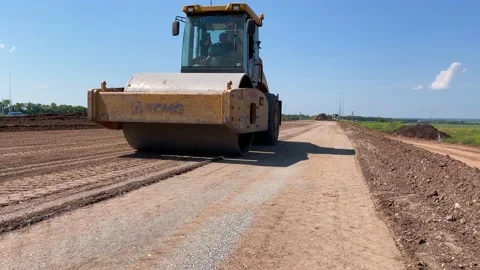 Road roller during operation. Video stock 201296203