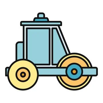 Road roller heavy construction equipment flat design icon 库存插图