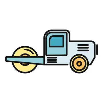 Road roller heavy construction machinery vector icon 库存插图