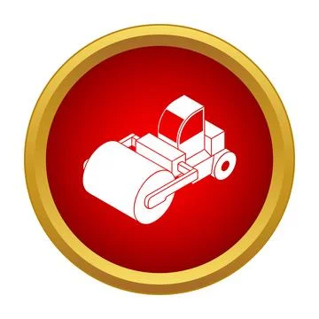 Road roller icon for construction and engineering work 库存插图