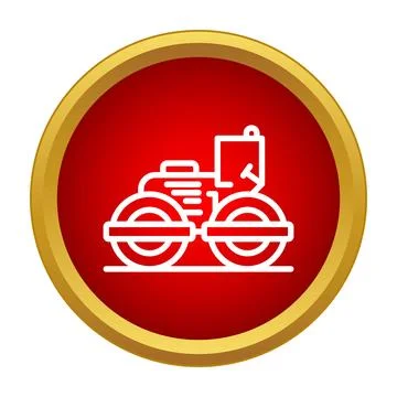 Road roller icon for construction engineering machinery 库存插图