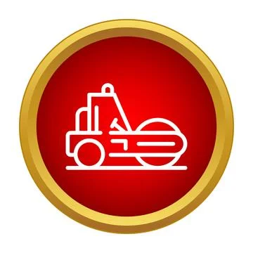 Road roller icon for construction heavy machinery 库存插图