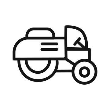 Road roller icon linear vector graphics sign Illustrazione stock