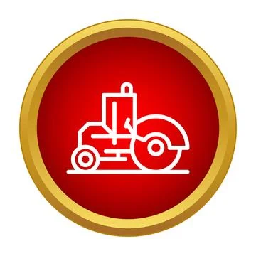 Road roller icon symbolizing construction and heavy machinery 库存插图