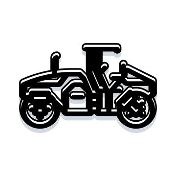 Road roller icon symbolizing heavy construction equipment 库存插图