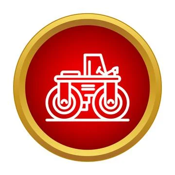 Road roller icon symbolizing road construction work 库存插图
