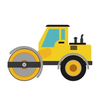 Road roller icon. Under construction concept. Vector graphic Stock Illustration