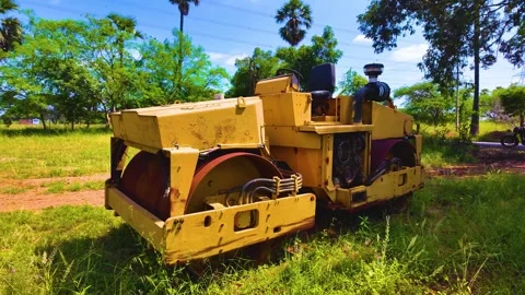 Road Roller on the Lawn Stock Footage 263885565
