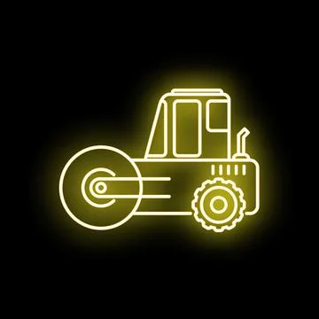 Road roller machine neon glowing line icon Stock-Illustration