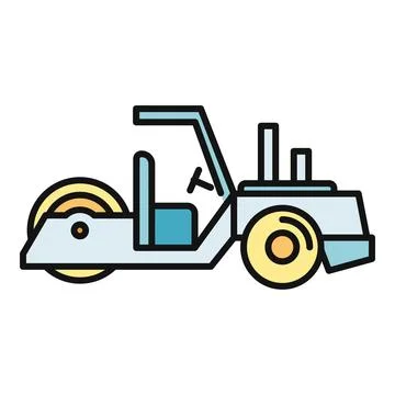 Road roller machine used for asphalt and construction 库存插图