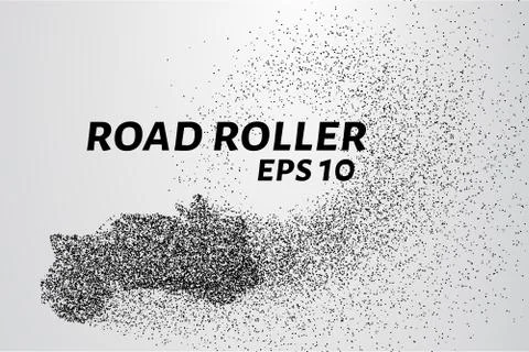 Road roller of particles. Road roller lays the asphalt. Vector illustration Stock Illustration
