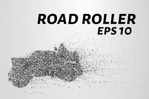 Road roller of particles. Road roller lays the asphalt. Vector illustration Stock Illustration