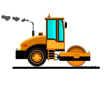 Road roller sets asphalt Stock Illustration