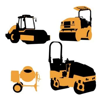 Road roller silhouette Stock Illustration