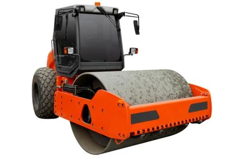 Road roller for soil compaction. Stock Photos