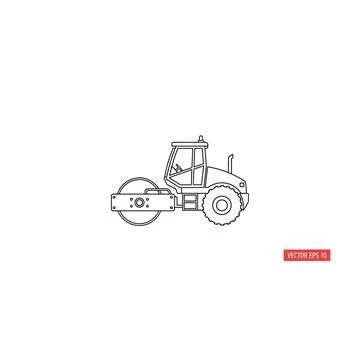 Road roller vehicle construction industry machine icon with white background Stock Illustration